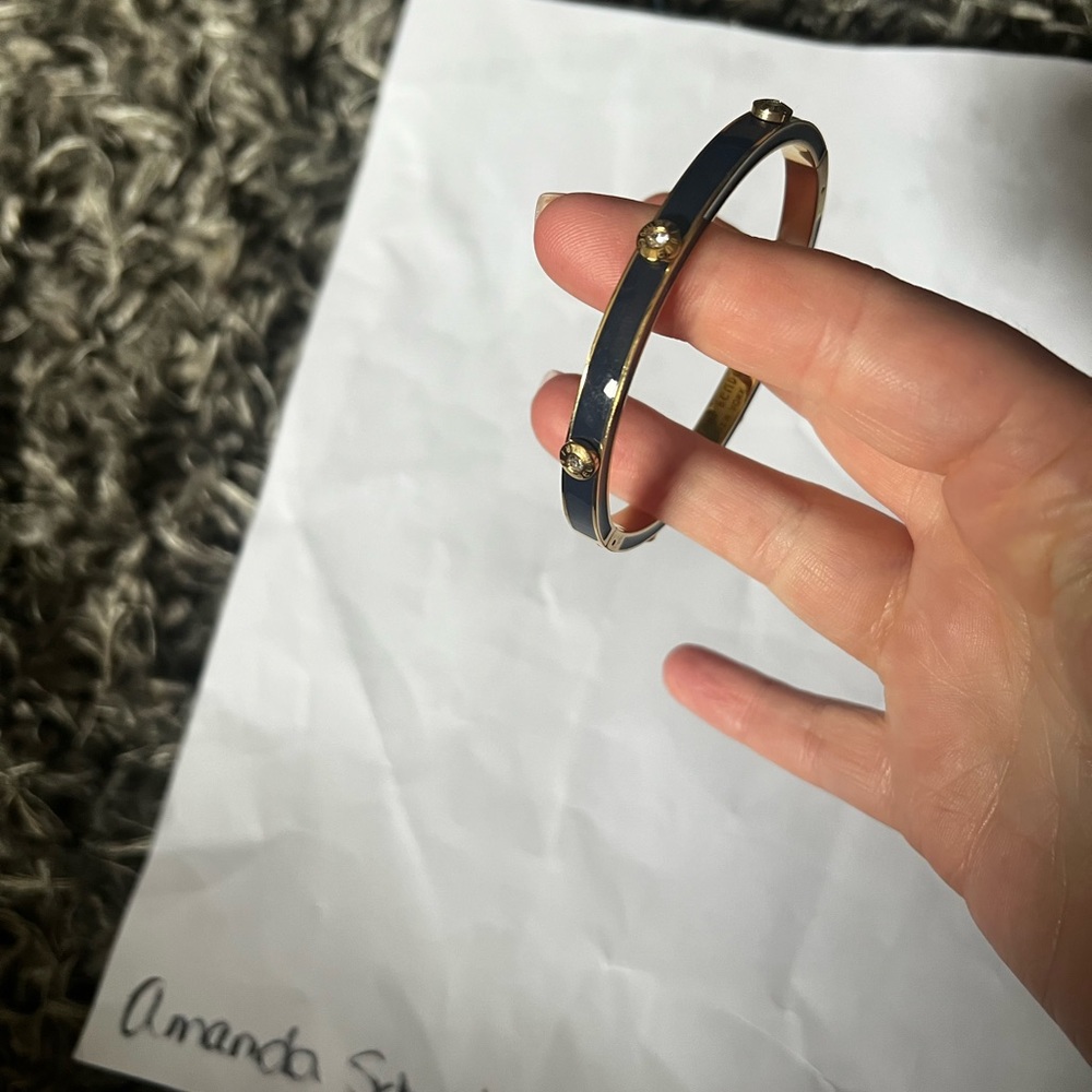 Henri Bendel Rivet Bangle Navy with Gold rivets Regular Size